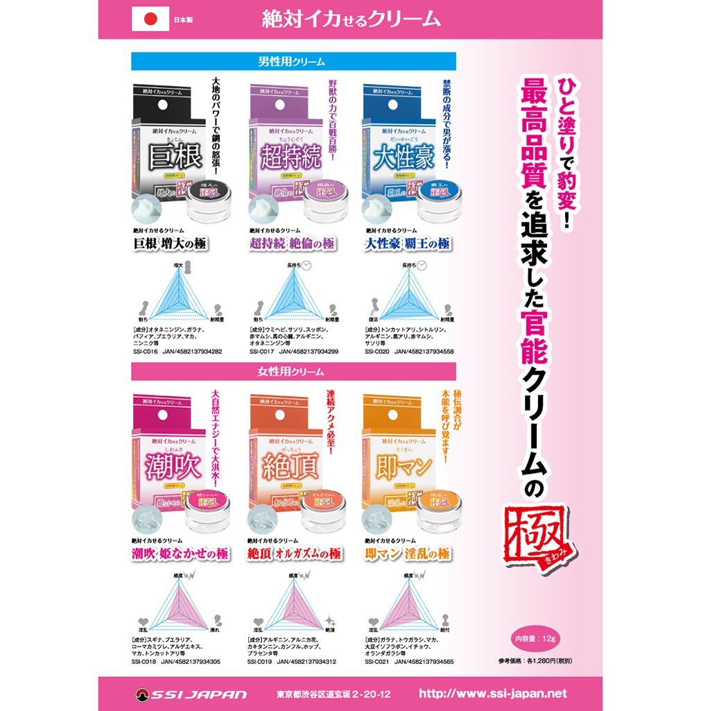 SSI JAPAN 【男性用】絕對增大軟膏 巨根 増大の極 增硬增大軟膏及噴霧 購買